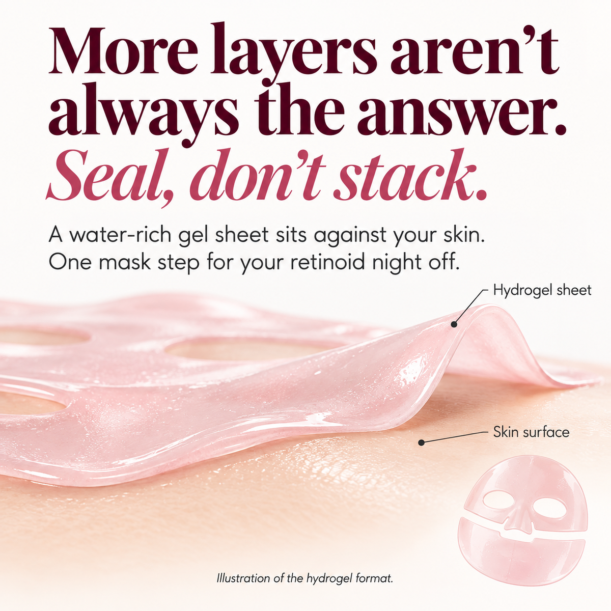 Seal, don't stack: an illustration of a hydrogel layer resting on the skin